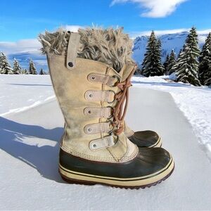 Sorel Joan of Arctic Winter Boots with Fur Trim - Tan & Brown NL1540 Size 10